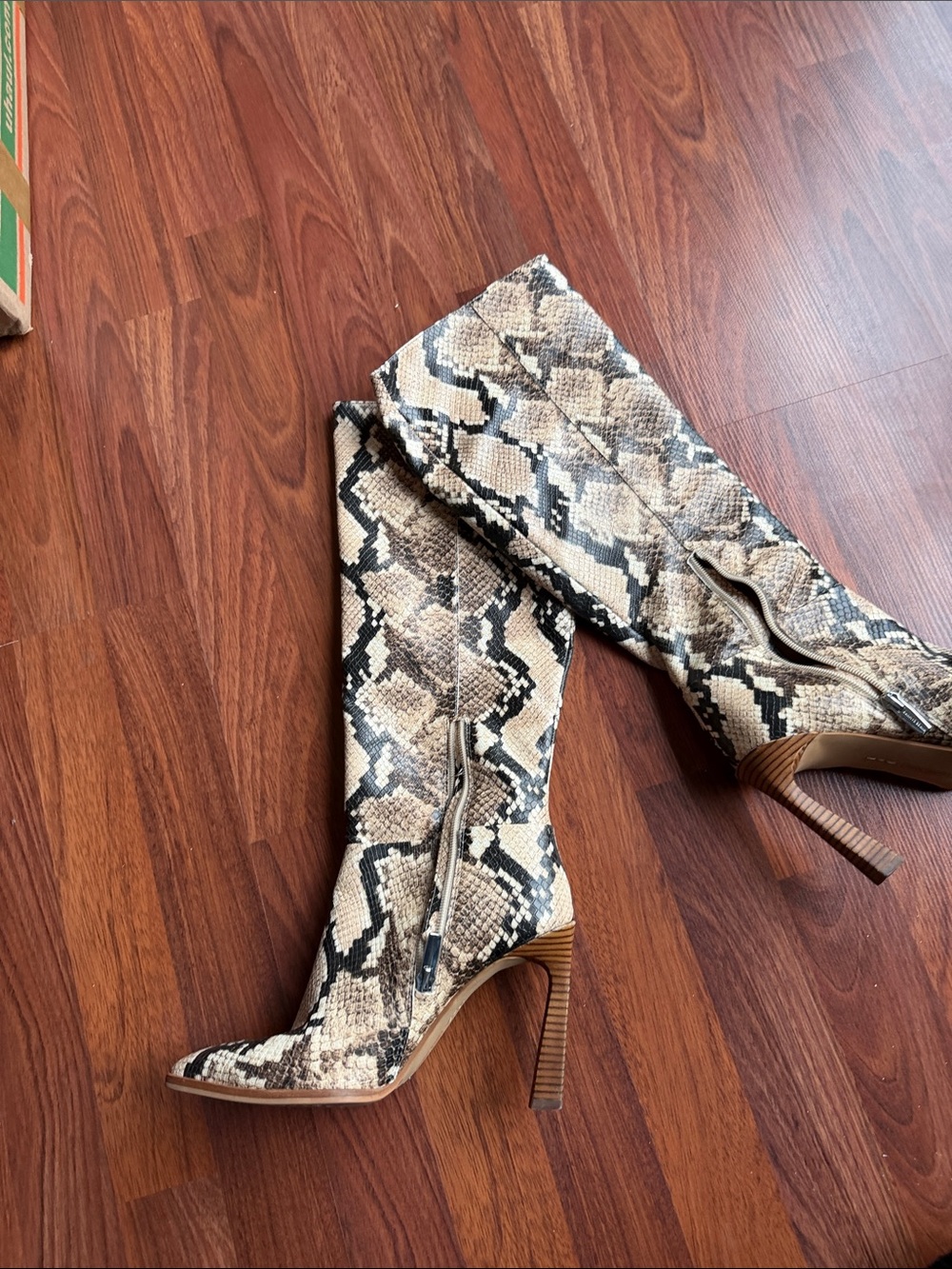 Vince Camuto Snake-Print Over-the-Knee Boots in Neutral Tones